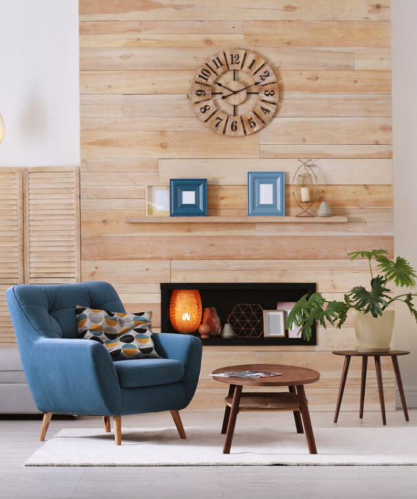 Cozy,Furnished,Apartment,With,Niche,In,Wooden,Wall,And,Armchair.